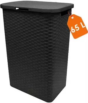 Spetebo W&auml;schekorb Flechtoptik 65l mit Deckel, anthrazit (12094)