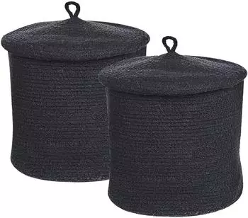 Beliani Silopi 2er-Set Aufbewahrungskörbe, Baumwolle, schwarz (353716)