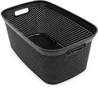 W&auml;schekorb Schwarz 54 X 33 Cm Mit Gitter Optik - 35 L - Kunststoff Tragekorb...