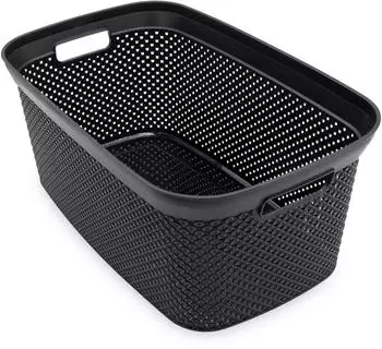 Spetebo W&auml;schekorb mit Gitteroptik 35L, schwarz (4802)