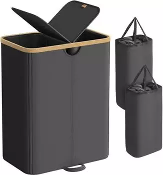 Songmics Wäschesortierer 2 Fächer, 150L, mit Deckel