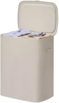 Songmics W&auml;schesortierer mit Deckel 2 F&auml;cher 160L, beige