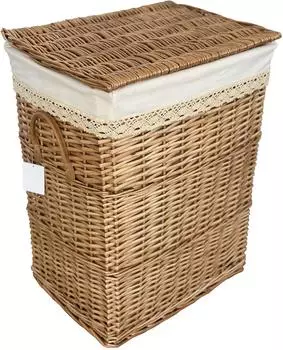 DVier Wäschekorb aus Weide, rechteckig, beige, 90L (SWWK-05Rt-c)