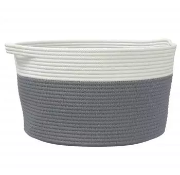 vidaXL Aufbewahrungskorb Baumwolle grau und wei&szlig; &Oslash;40x25cm
