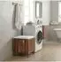 Relaxdays Wäschekorb mit Sitz, Holz, 50L