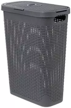 5five Schlanker W&auml;schekorb Rattan-Optik 40l, grau (FIVE232-202409J)