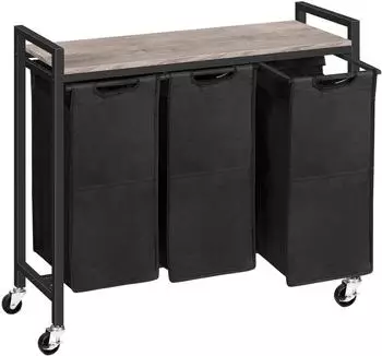 LuxusKollektion W&auml;schewagen 3 F&auml;cher mit Ablage, Oxford-Gewebe, 3x39,8L