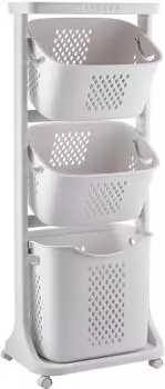 Yorbay W&auml;schesortierer 3 F&auml;cher auf Rollen, 120L, 108,8x43,7x32,8cm (F48 YB002)