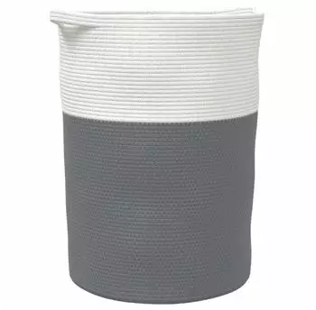 vidaXL Aufbewahrungskorb grau und wei&szlig;, Baumwolle, &Oslash;49x65cm (358494)