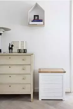Cinas Wäschekorb Classic braun/weiß, 45x31x48cm