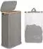 LuxusKollektion Wäschekorb mit Deckel, faltbar, Bambus, grau, 60L