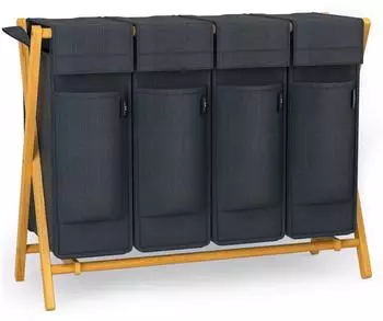 AdelDream W&auml;schesortierer 4 F&auml;cher, 200L, Bambus, X-Gestell