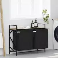vidaXL W&auml;schekorb 2 F&auml;cher mit Ablage Sonoma-Eiche