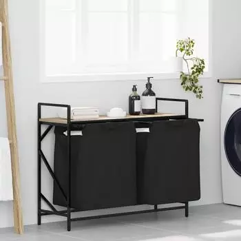vidaXL Wäschekorb 2 Fächer mit Ablage Sonoma-Eiche (859076)