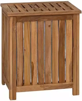 vidaXL W&auml;schekorb Truhe Teak massiv, natur, 50x35x60cm