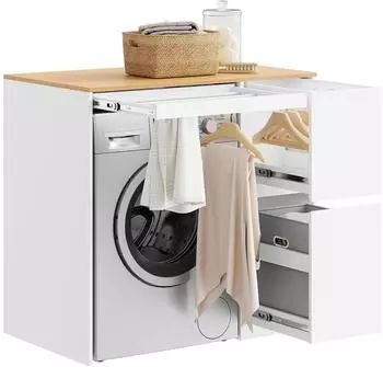 SoBuy Wäscheschrank mit 2 Schubladen, weiß, 100x60x95cm (BZR223-WN)