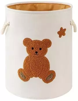 LuxusKollektion Kinder-Wäschekorb Bär-Motiv, faltbar, 42L, mit Zugverschluss