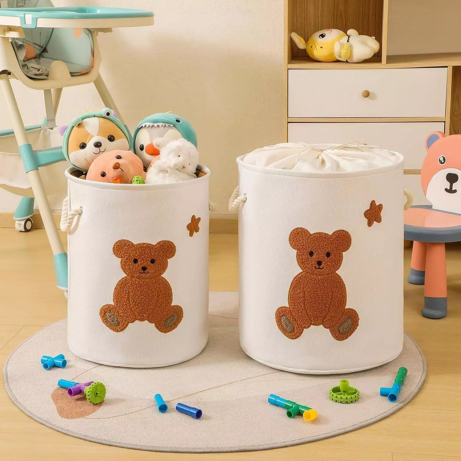 LuxusKollektion Kinder-Wäschekorb Bär-Motiv, faltbar, 42L, mit Zugverschluss Wäschekorb ab 57,99€