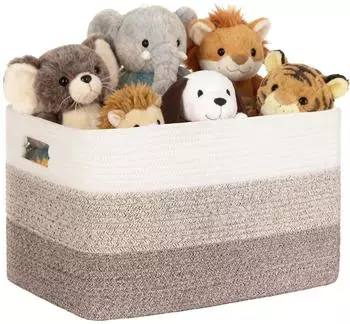 LuxusKollektion Aufbewahrungskorb Baumwollseil geflochten, braun, 60L (53x38x29cm)