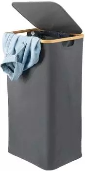 bremermann Wäschesammler mit Deckel & herausnehmbarem Sack, 100L, grau, Textil
