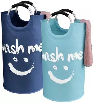 LuxusKollektion W&auml;schekorb 2er-Set, faltbar, Stoff, 95L, blau+dunkelblau