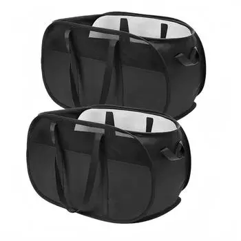 LuxusKollektion Faltbare Pop-Up-W&auml;schek&ouml;rbe mit Griff, 65L, schwarz, 2er-Pack