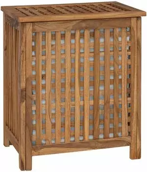 vidaXL W&auml;schekorb Massivholz Teak, natur, 50x35x60cm (42024289)