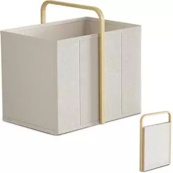 LuxusKollektion Faltbarer W&auml;schekorb 65L, Bambusstoff, beige (44x33x44cm)