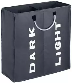 LuxusKollektion W&auml;schesortierer 2 F&auml;cher faltbar 60L dunkelgrau 600D Oxford (M-60L)