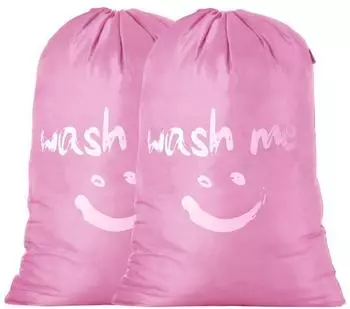 LuxusKollektion W&auml;sches&auml;cke mit Kordelzug, rosa, 66x96cm, 2er-Pack