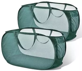 LuxusKollektion W&auml;schekorb faltbar Pop-Up mit Seitentasche 75L, smaragd, 2er-Set