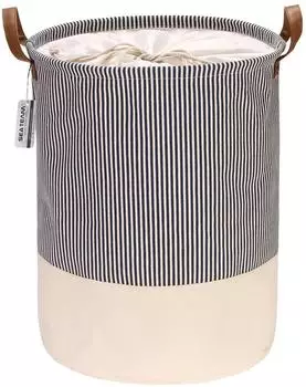 LuxusKollektion W&auml;schekorb faltbar Canvas, marineblau gestreift, 43L