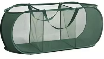 LuxusKollektion Pop-Up W&auml;schekorb faltbar, 3 F&auml;cher, 100l, gr&uuml;n (36x36x80cm)