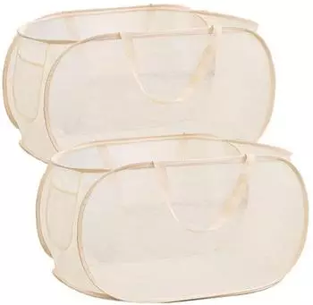 LuxusKollektion Pop-Up W&auml;schekorb faltbar, beige, 57x36x36cm, 2er-Set