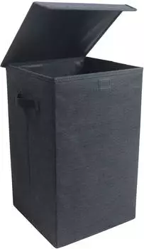 VCM Dreso Wäschekorb Stoffbox mit Deckel, anthrazit, M (30x50x30cm)