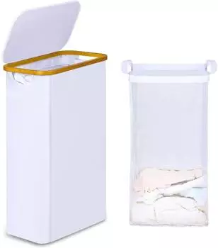 LuxusKollektion W&auml;schekorb mit Deckel, faltbar, Bambus, 60L, wei&szlig;