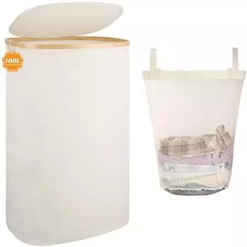 LuxusKollektion W&auml;schekorb faltbar mit Deckel, Bambus/Polyester, beige, 100L