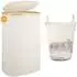 LuxusKollektion Wäschekorb faltbar mit Deckel, Bambus/Polyester, beige, 100L