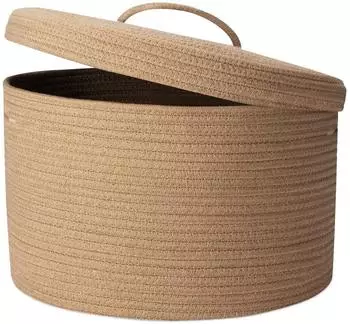 LuxusKollektion Aufbewahrungskorb mit Deckel, Baumwollseil, faltbar, 32L, 40x25cm
