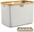 LuxusKollektion Faltbarer Wäschekorb 68L, Stoff & Bambus, beige (150730)