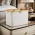 LuxusKollektion Faltbarer Wäschekorb 68L, Stoff & Bambus, beige (150730)