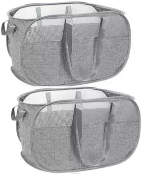 LuxusKollektion Faltbare W&auml;schek&ouml;rbe mit Griff, 65L, grau, 2er-Pack