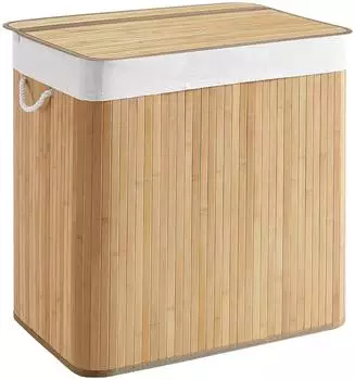 hjh Living FALSTER XXL B W&auml;schekorb Bambus, faltbar, mit Deckel, 150L (924011)