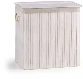 hjh Living FALSTER XXL B W&auml;schekorb Bambus, faltbar, 3 F&auml;cher, wei&szlig; (924013)