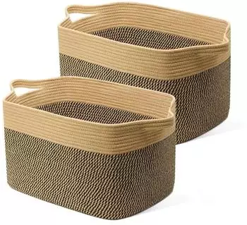 LuxusKollektion Faltbarer W&auml;schekorb, geflochten, Baumwolle/Jute, 63L, 2er-Set
