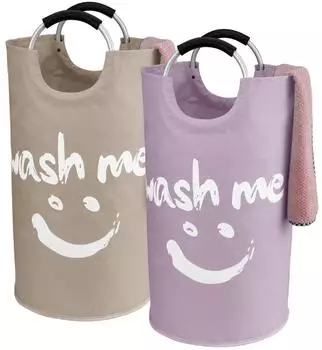 LuxusKollektion W&auml;schekorb faltbar 95l mit Griffen, violett/khaki, 2er-Set