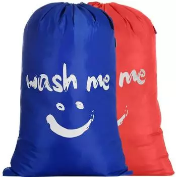 LuxusKollektion W&auml;schesack faltbar 120L mit Kordelzug, Smiley-Design, 2er-Set