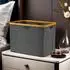 LuxusKollektion Wäschekorb faltbar 68L, Bambus & Stoff, grau