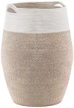 LuxusKollektion W&auml;schekorb geflochten 105L, Baumwolle, braun/wei&szlig;