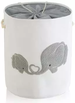 LuxusKollektion Baby-W&auml;schekorb Elefant 58L, faltbar, grau